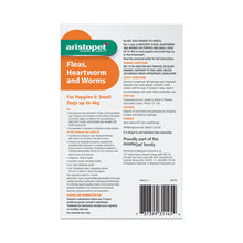 Load image into Gallery viewer, Aristopet Fleas, Heartworm and Worms Topical Treatment for Puppies and Small Dogs Up to 4kg (3 pack)
