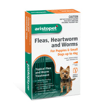 Load image into Gallery viewer, Aristopet Fleas, Heartworm and Worms Topical Treatment for Puppies and Small Dogs Up to 4kg (3 pack)