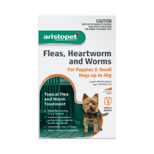 Load image into Gallery viewer, Aristopet Fleas, Heartworm and Worms Topical Treatment for Puppies and Small Dogs Up to 4kg (6 pack)