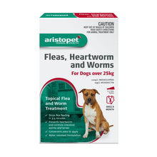 Load image into Gallery viewer, Aristopet Fleas, Heartworm and Worms Topical Treatment for Dogs Over 25kg (3 pack)