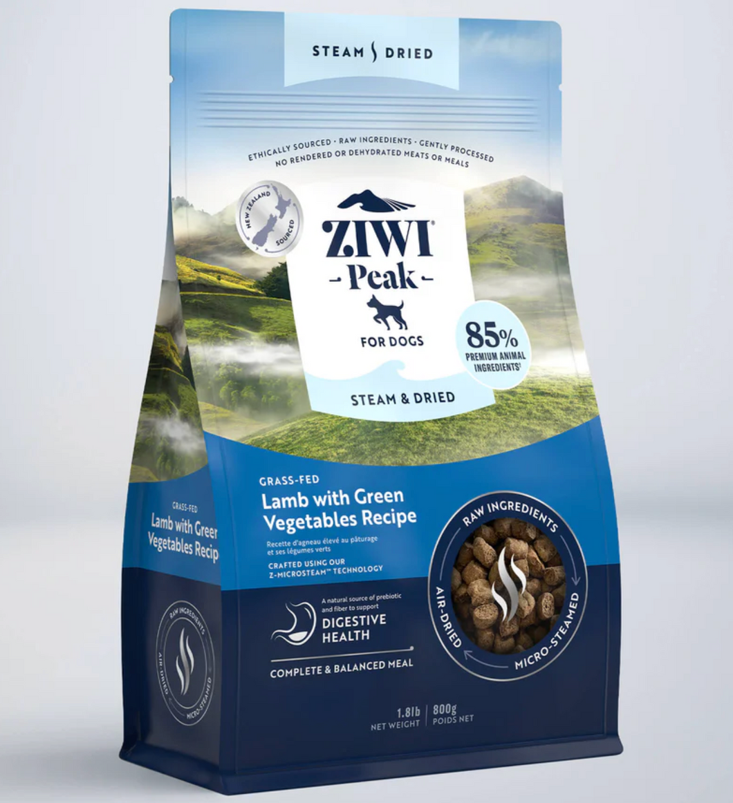 Ziwi Peak Steam & Dried Dog Food - Lamb with Green Vegetables (800g)
