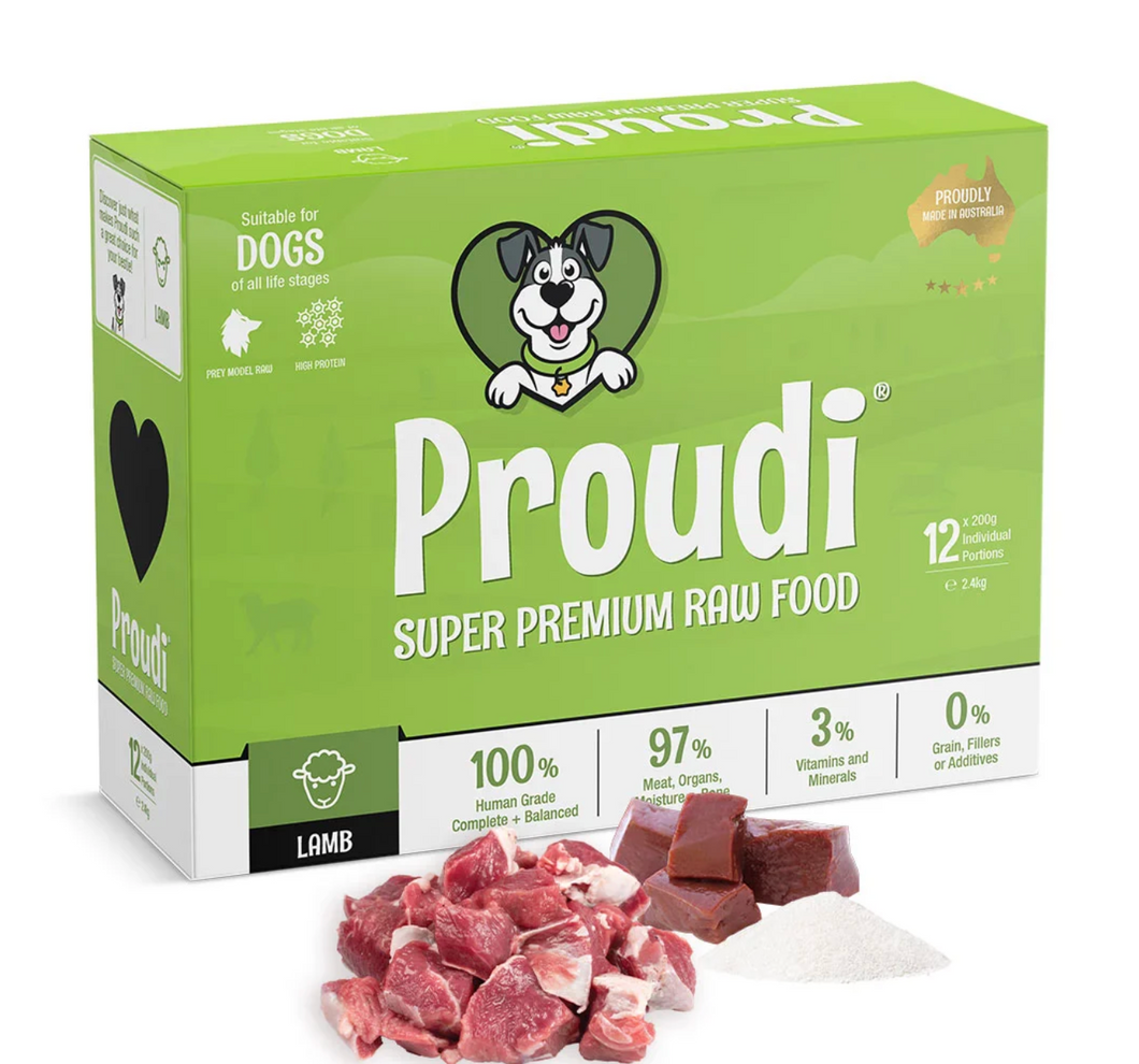 Proudi Premium Raw Dog Food Lamb 2.4Kg (Frozen)
