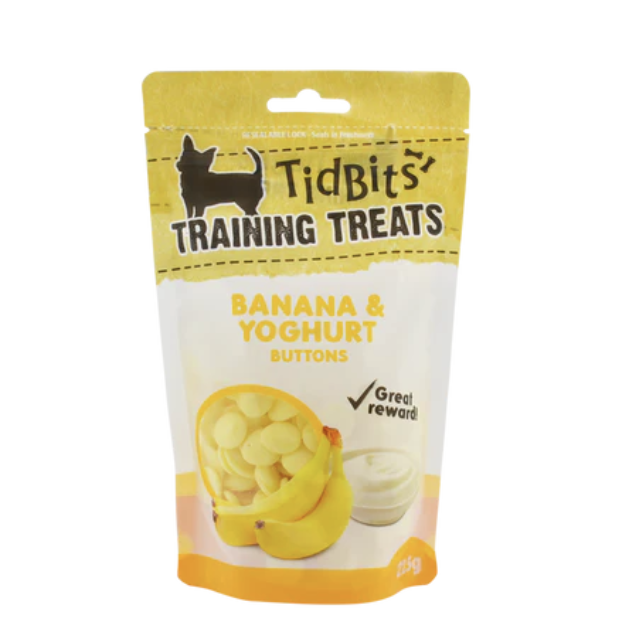 Tidbits Training Treats - Banana & Yoghurt Buttons (225g)