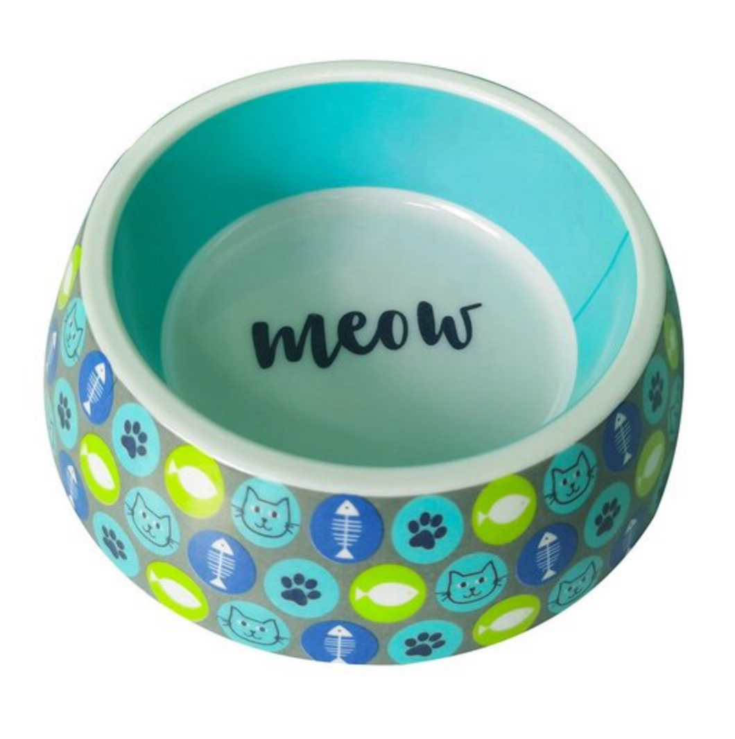 SimplyCAT Cat Bowl - Blue & Green Circles (225ml)