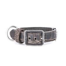 My Family Tucson Leather Collar - Grey - Small/Medium