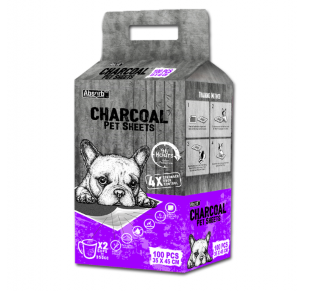 Absorb Plus Charcoal Pet Sheets - 45 x 35cm (100 Sheets)