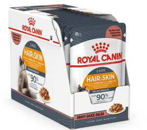 Royal Canin Cat Wet Food - Hair & Skin - Gravy - Box (12 x 85g)