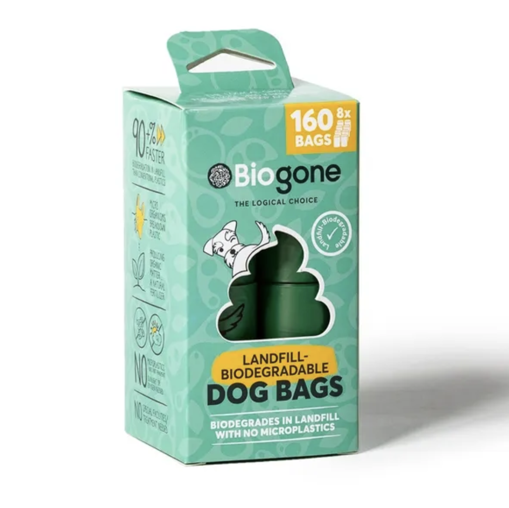 Biogone Biodegradable Dog Poo Bags - 160 Bags / 8 Rolls