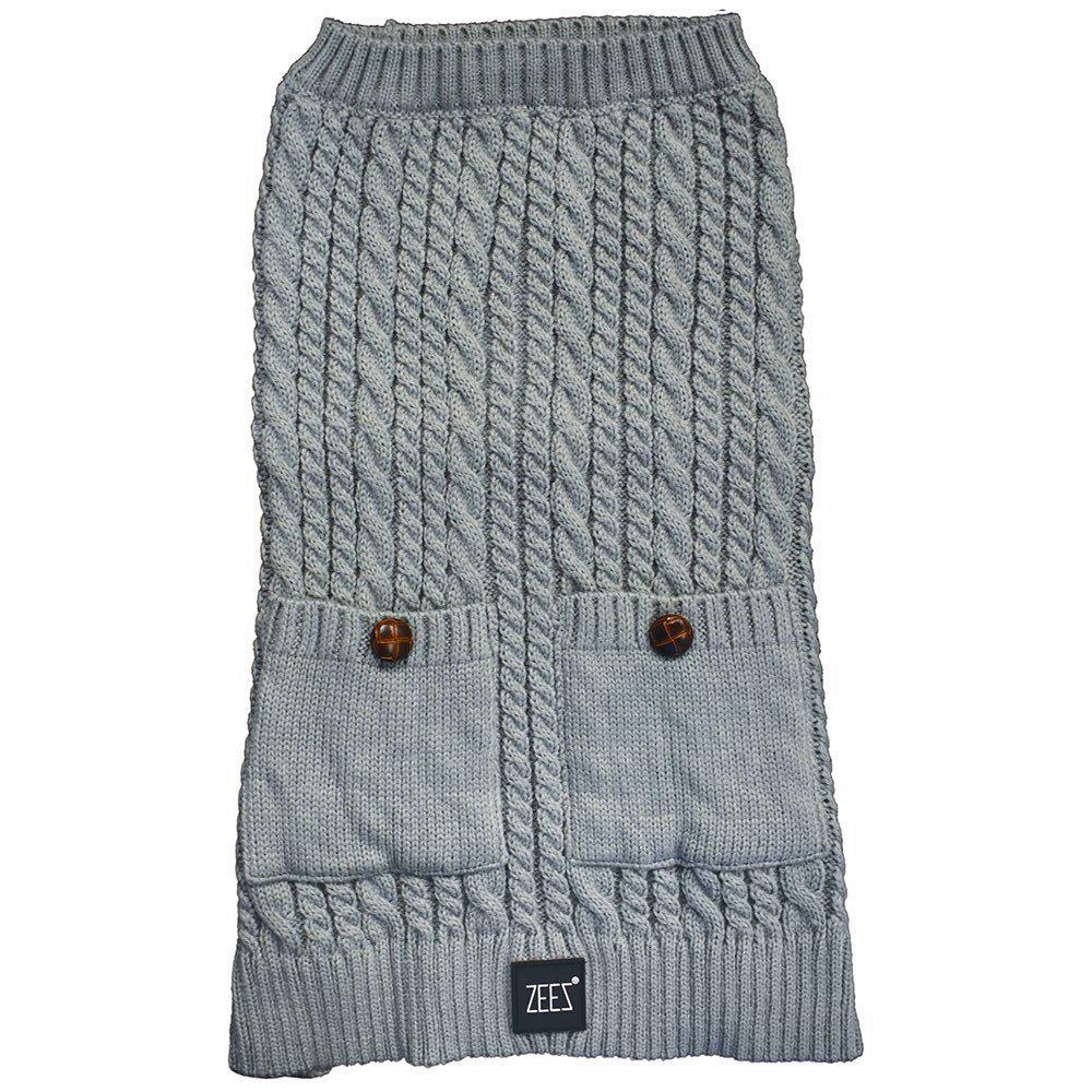 Zeez Cable Knitted Sweater - Large 39Cm - Grey