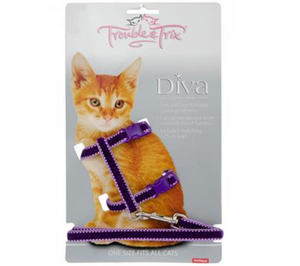 Trouble & Trix Cat Harness - Diva - Velvet Stitch Purple