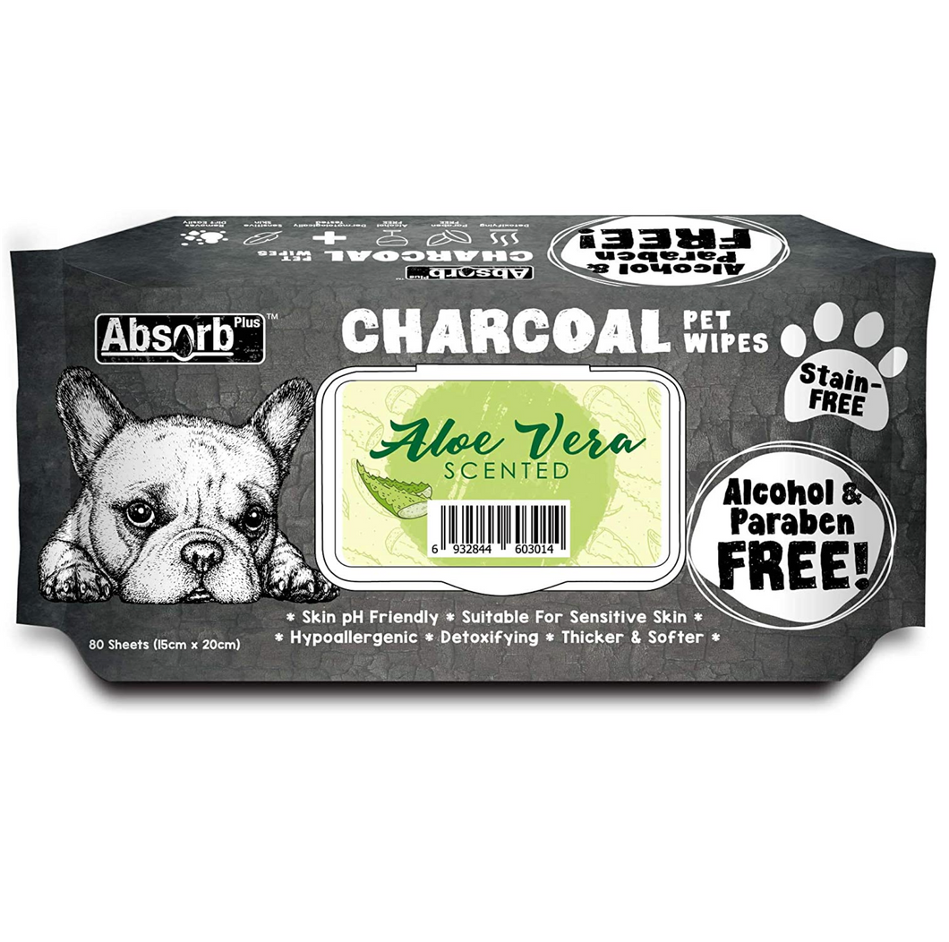 AbsorbPlus Wipes (Charcoal) - Aloe Vera (80 Pack)