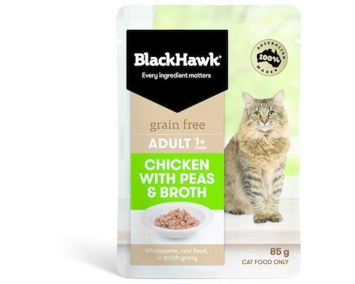 Black Hawk Cat Wet Food - Chicken with Peas & Broth (85g)