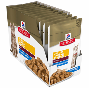 Hill's Cat Wet Food - Urinary Hairball - Fish - Box (12 x 85g)