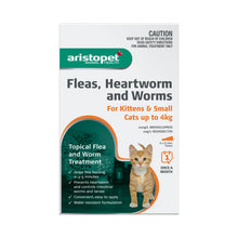 Load image into Gallery viewer, Aristopet Fleas, Heartworm and Worms Topical Treatment for Kittens and Small cats up to 4kg (6 pack)
