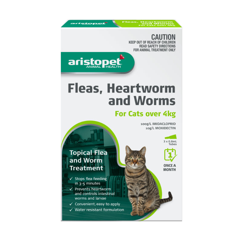 Aristopet Fleas, Heartworm and Worms Topical Treatment for Cats