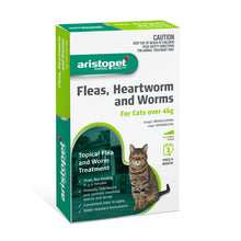 Load image into Gallery viewer, Aristopet Fleas, Heartworm and Worms Topical Treatment for Cats Over 4kg (3 pack)
