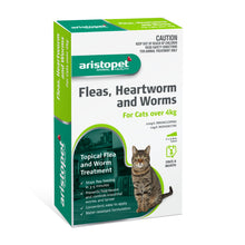 Load image into Gallery viewer, Aristopet Fleas, Heartworm and Worms Topical Treatment for Cats Over 4kg (6 pack)
