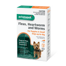 Load image into Gallery viewer, Aristopet Fleas, Heartworm and Worms Topical Treatment for Puppies and Small Dogs Up to 4kg (3 pack)
