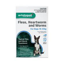 Load image into Gallery viewer, Aristopet Fleas, Heartworm and Worms Topical Treatment for Dogs 10-25kg (6 pack)
