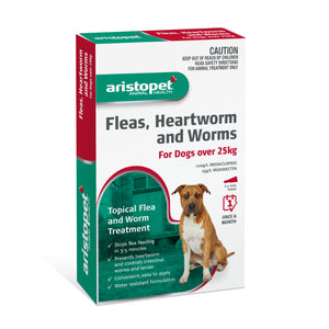 Aristopet Fleas, Heartworm and Worms Topical Treatment for Dogs Over 25kg (3 pack)