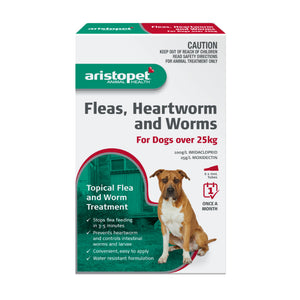 Aristopet Fleas, Heartworm and Worms Topical Treatment for Dogs Over 25kg (6 pack)