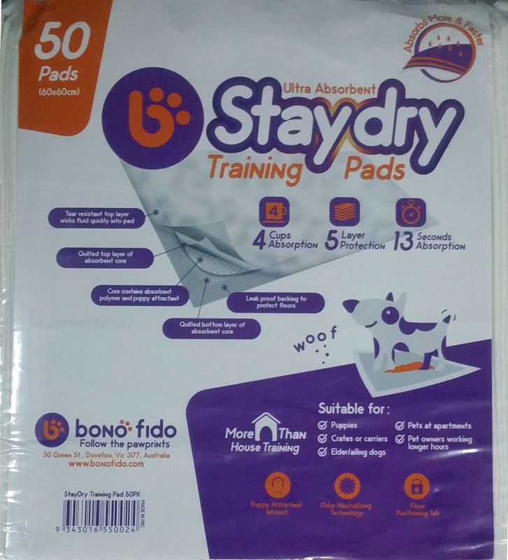 Bonofido Stay Dry Training Pads 50 pack