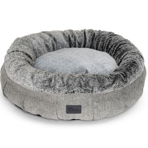 Superior Harley Dog Bed - Harlow Grey & Artic Faux Fur - Large