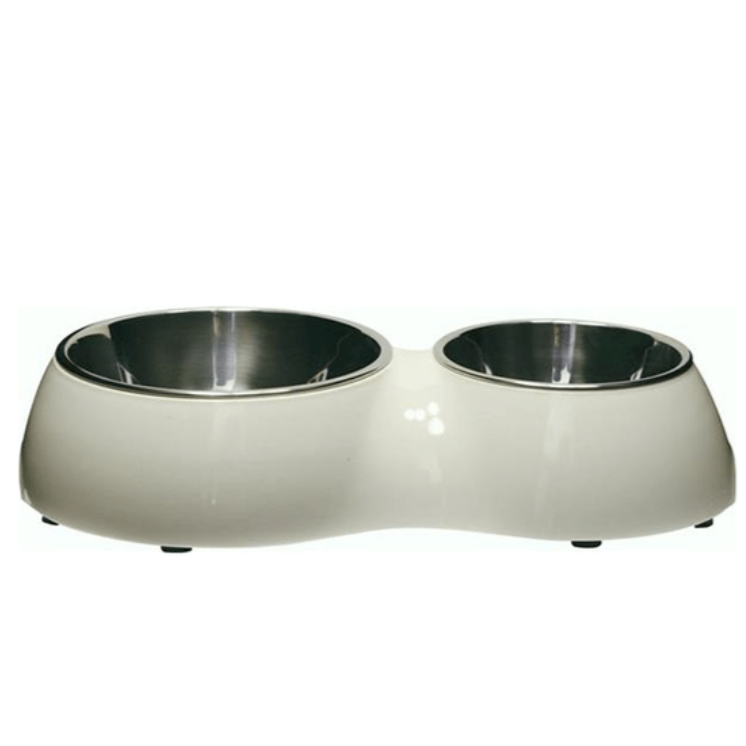Catit 2 in1 Cat Double Bowl - White - Small