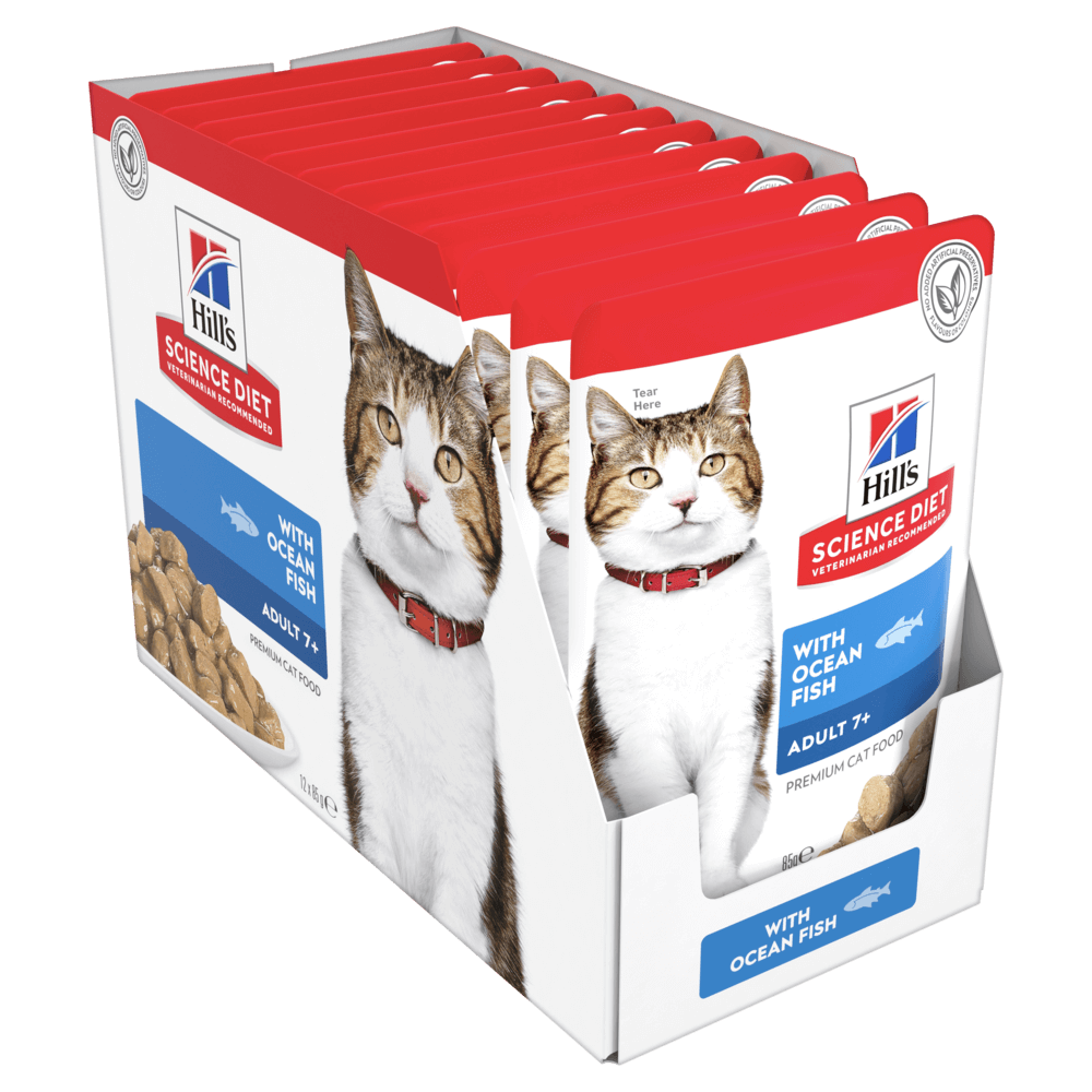 Hill's Cat Wet Food - Mature  7+ - Fish - Box (12 x 85g)