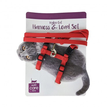 Allpet Cat Harness & Lead - Red